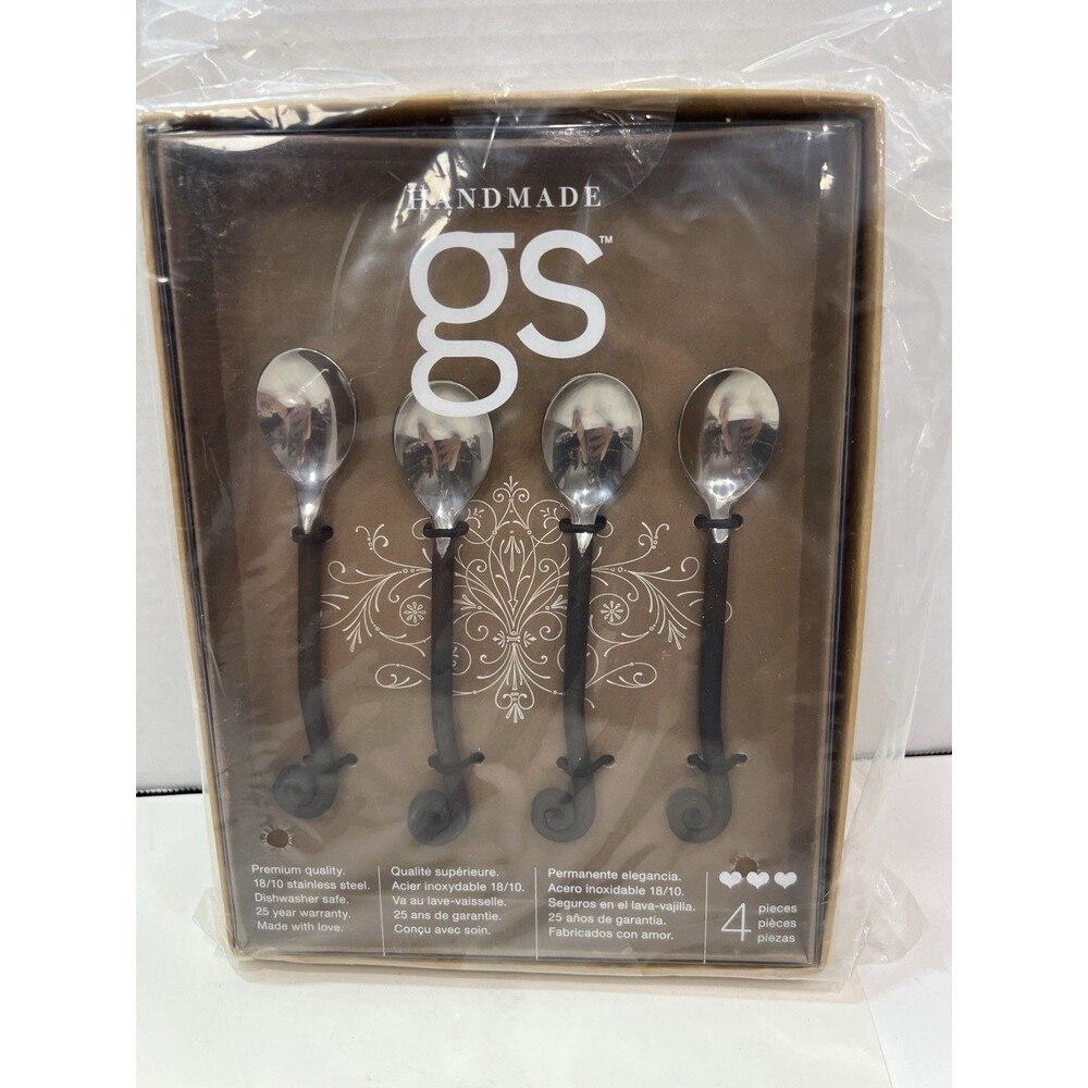 4 Gourmet Settings Treble Clef Teaspoons Stainless Steel Coil Handle New In Box